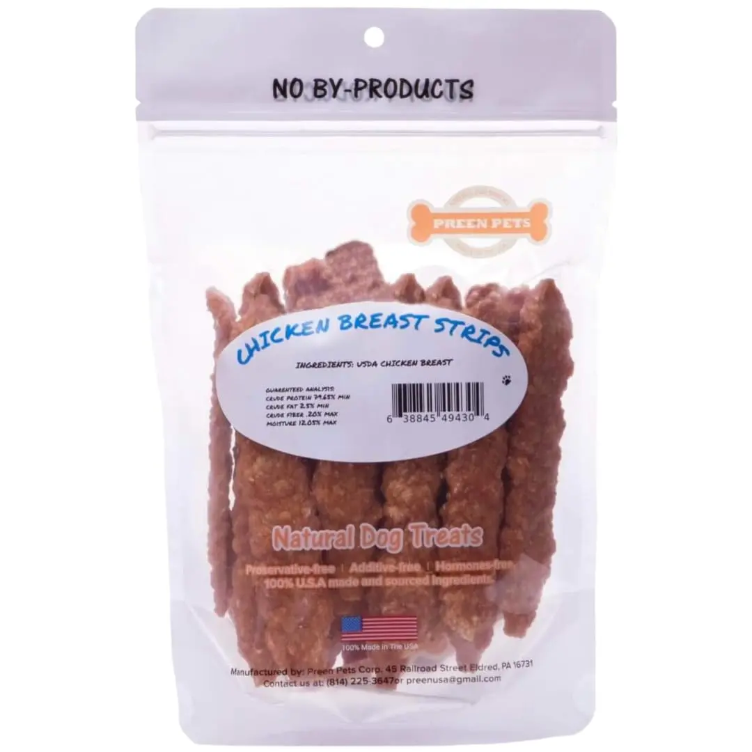 Preen Pets Chicken Breast Strips *Soft* Dog Treats 4 Oz | 100% USA Chicken, Digestible & Crunchy - main product image