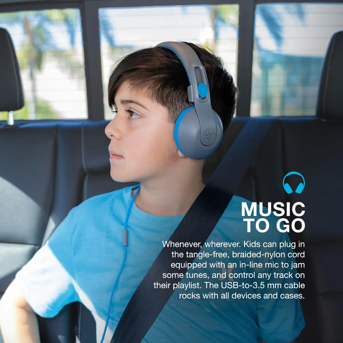 JLab JBuddies Studio 2 On-Ear Kids Wired Headphones | Kid Safe, Volume Limiter, Adjustable, Noise Isolation - view 5