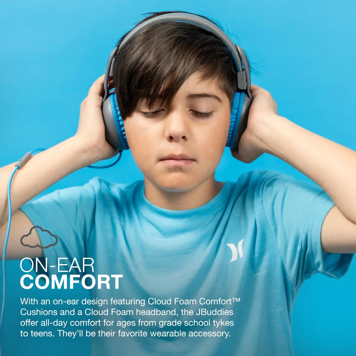 JLab JBuddies Studio 2 On-Ear Kids Wired Headphones | Kid Safe, Volume Limiter, Adjustable, Noise Isolation - view 2