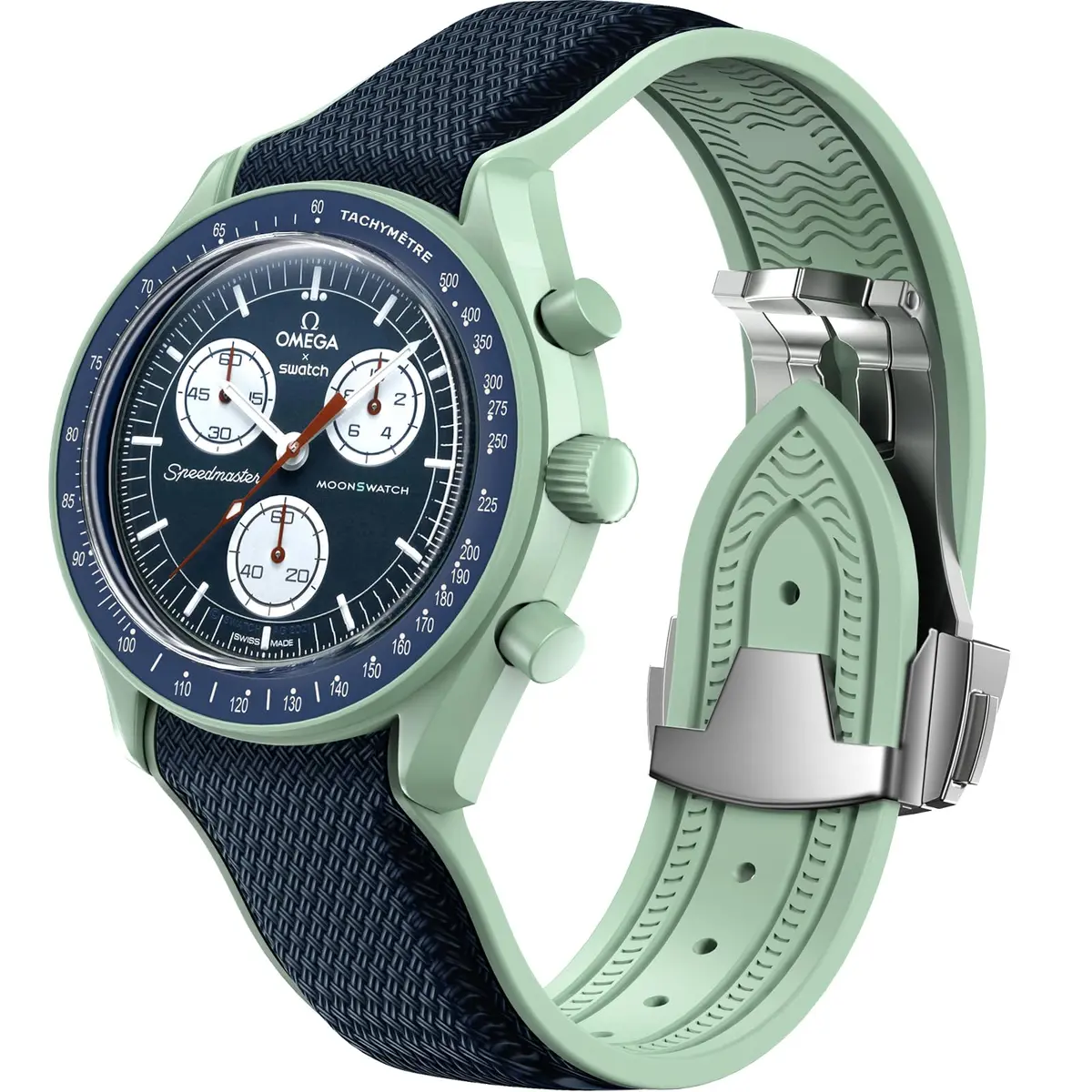 REBANDACE Watch Strap for Omega x MoonSpeedmaster 20mm Navy | Curved No Gap Replacement - main product image