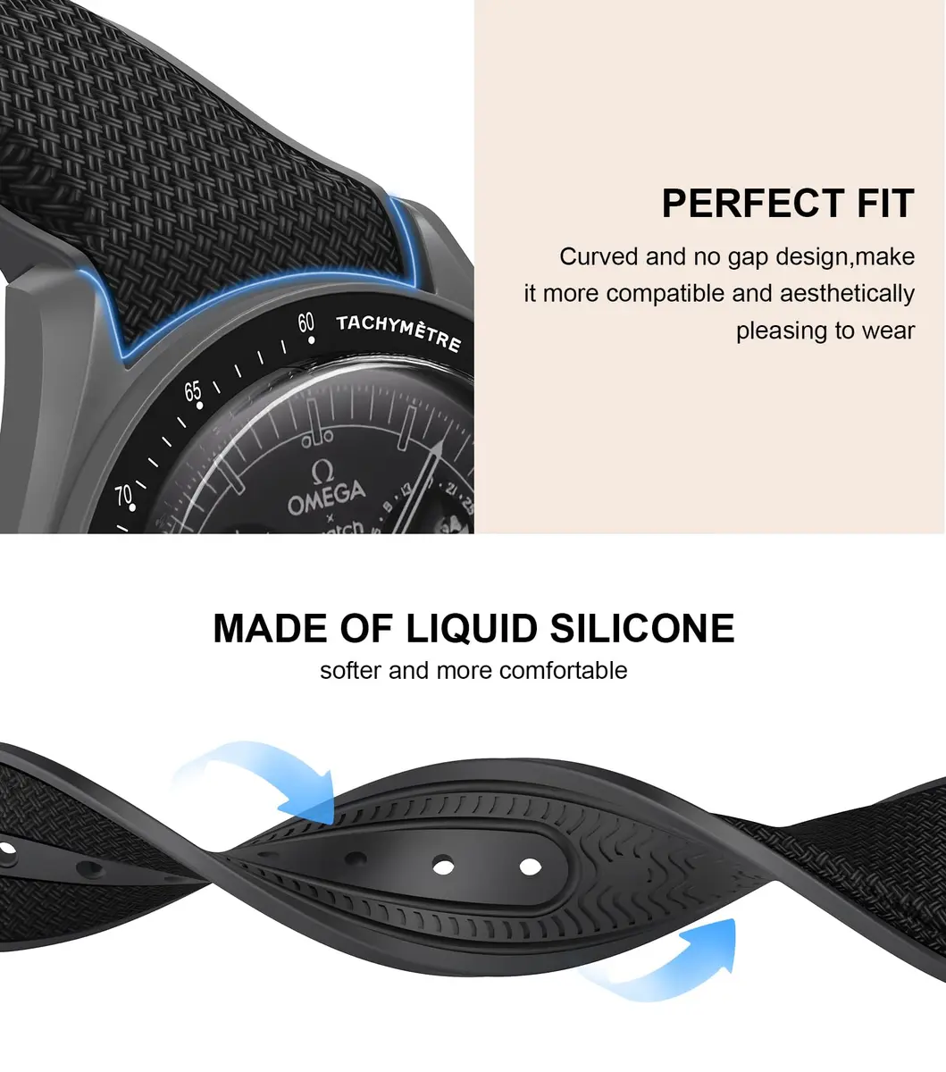 REBANDACE Pink Watch Band | Curved No Gap Silicone Strap Compatible Omega x Swatch MoonSwatch (20mm) - view 5