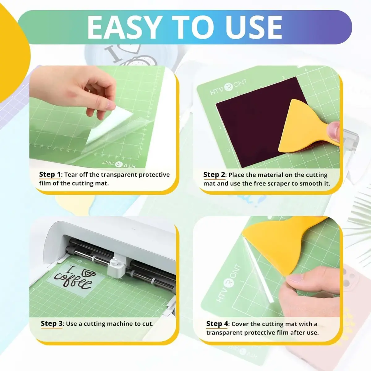 HTVRONT Cutting Mats for Cricut Joy Xtra, 3 Pack (8.5x12in / 21.6x30.5cm) | Standard, Light, Strong Grip Adhesives - view 5