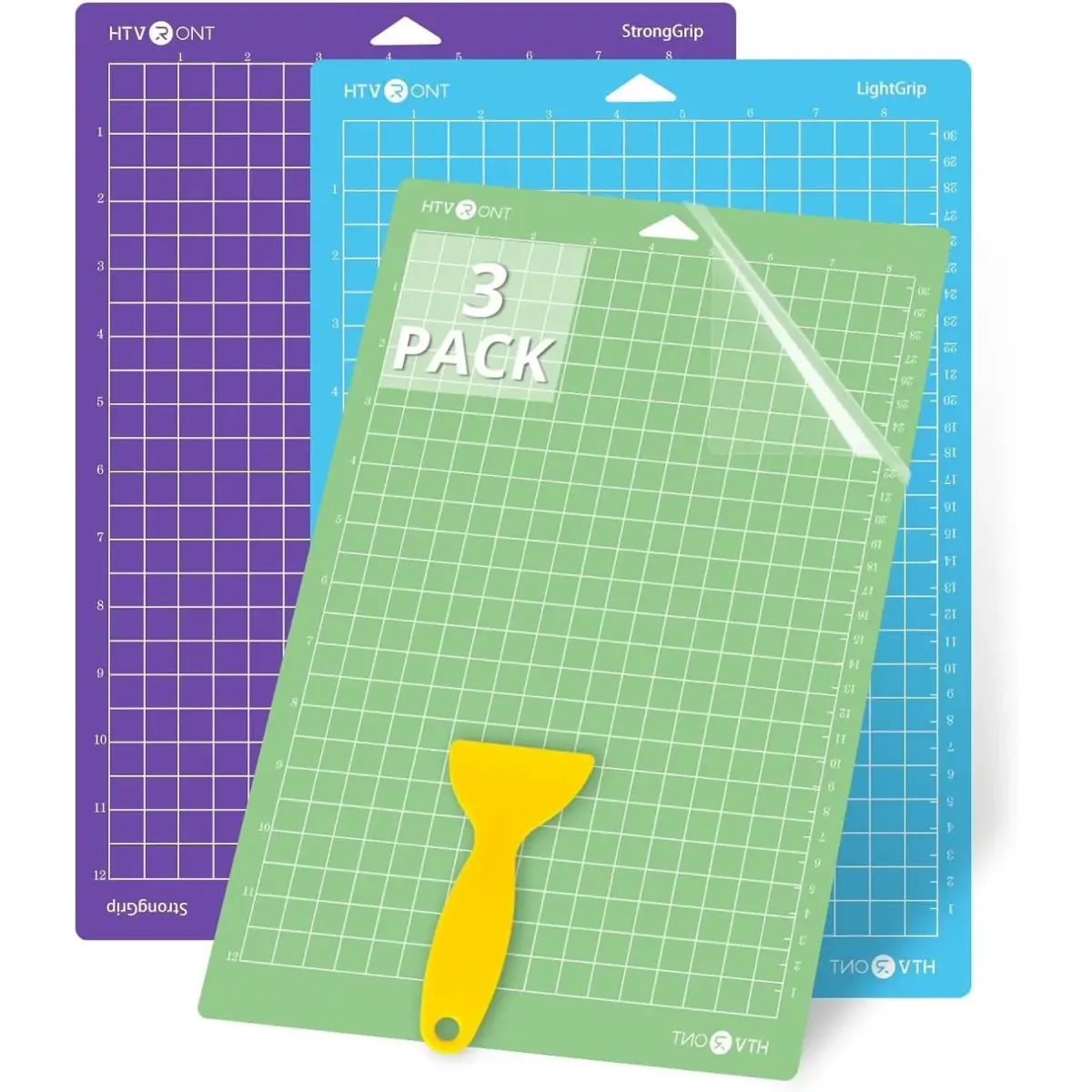 HTVRONT Cutting Mats for Cricut Joy Xtra, 3 Pack (8.5x12in / 21.6x30.5cm) | Standard, Light, Strong Grip Adhesives - main product image
