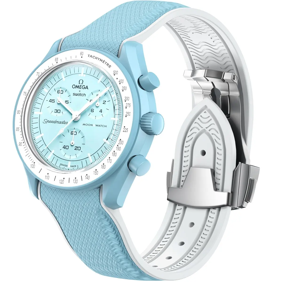 REBANDACE Light Blue Watch Band | Curved No Gap Silicone Strap for Omega x Swatch MoonSwatch (20mm) - main product image