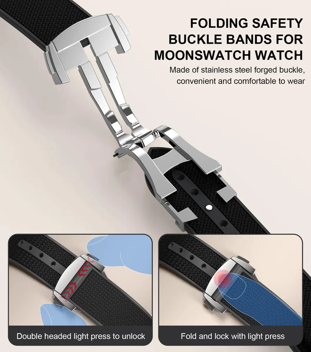 REBANDACE Light Blue Watch Band | Curved No Gap Silicone Strap for Omega x Swatch MoonSwatch (20mm) - view 3