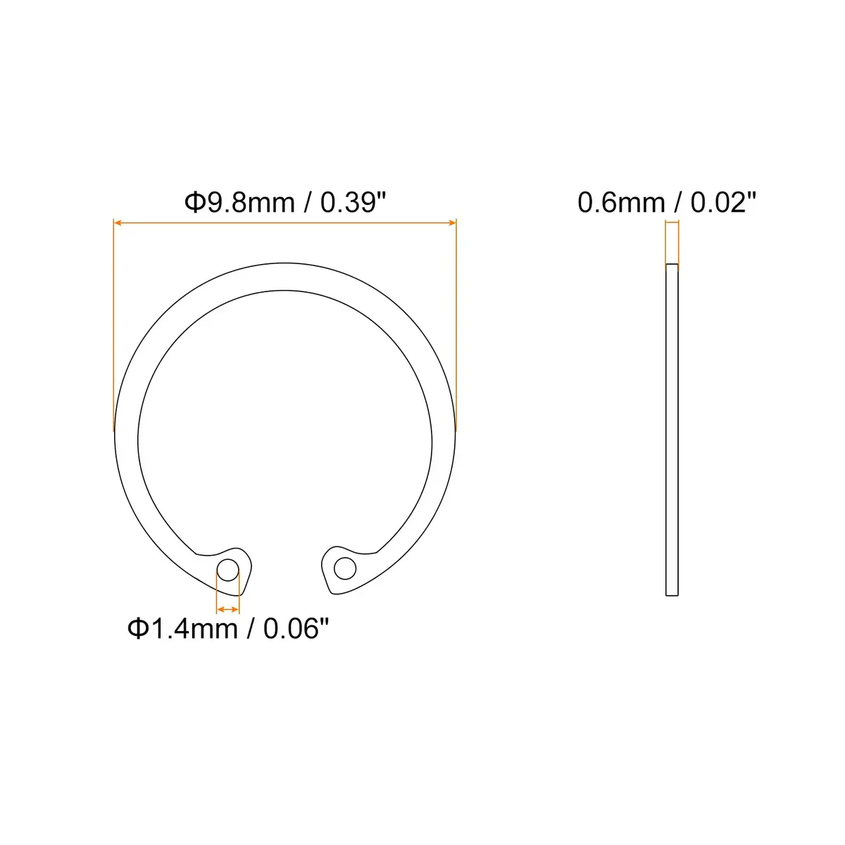 uxcell 20Pcs 9mm Internal Retaining Ring Circlip | Stainless Steel, Corrosion-Resistant, 20 Pack - view 2