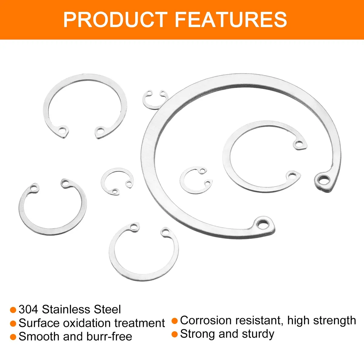uxcell 20Pcs 9mm Internal Retaining Ring Circlip | Stainless Steel, Corrosion-Resistant, 20 Pack - view 4