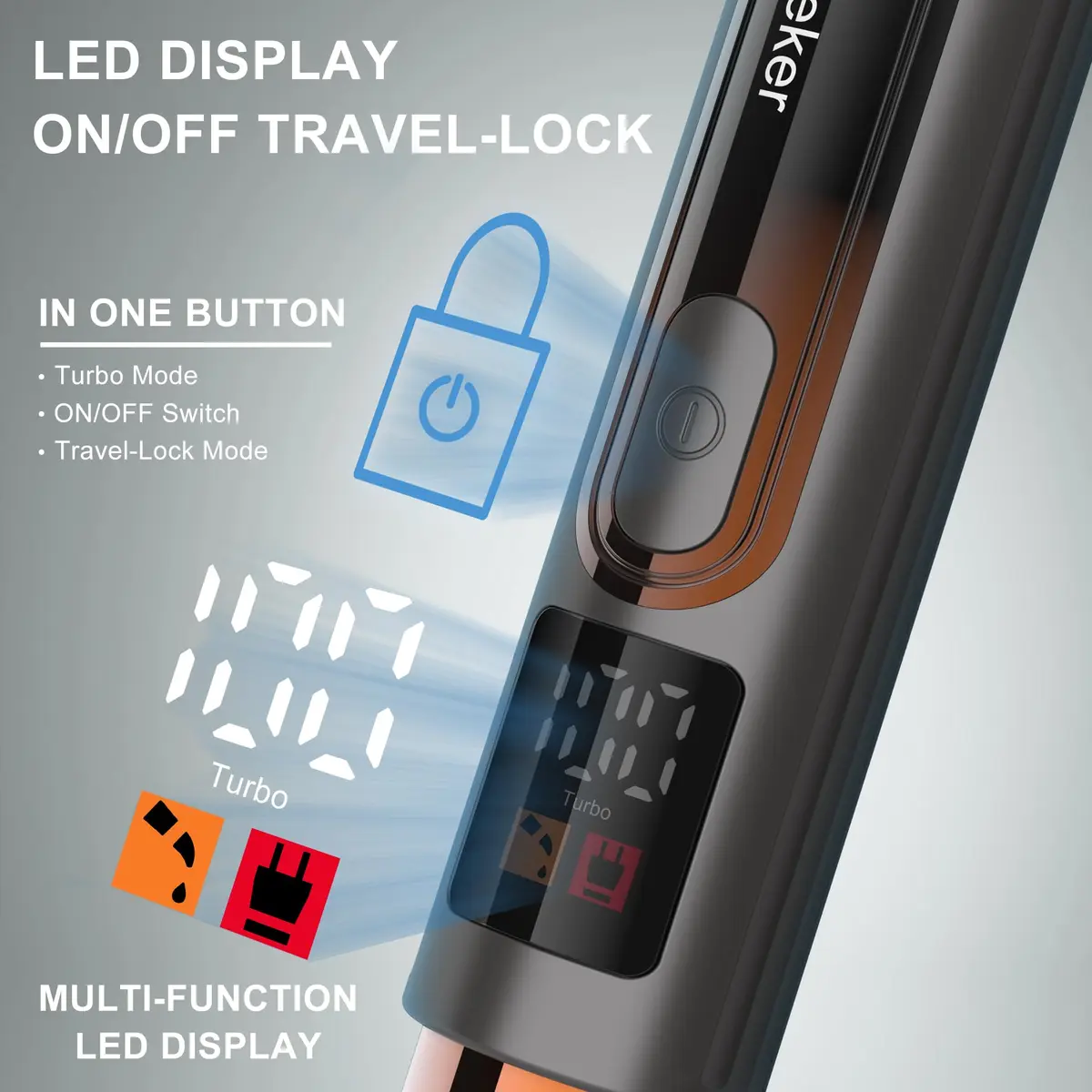 Hatteker Electric Back Shaver 4-in-1 Kit | Waterproof Cordless Body Groomer with LED Display (180-225mm, Black) - view 5