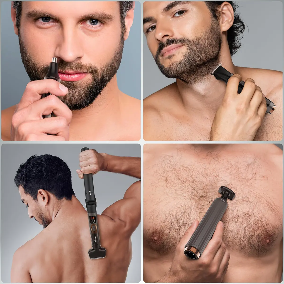Hatteker Electric Back Shaver 4-in-1 Kit | Waterproof Cordless Body Groomer with LED Display (180-225mm, Black) - view 7