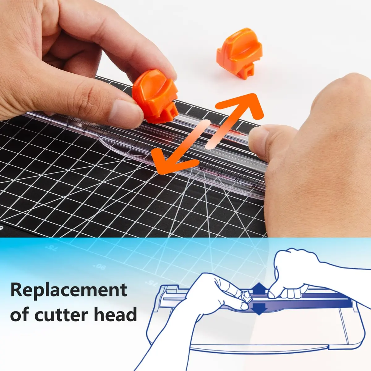 WORKLION Paper Cutter Replacement Blade for Paper, Cardstock, Photo, Vinyl | Safeguard Design, 6 Pack - view 5