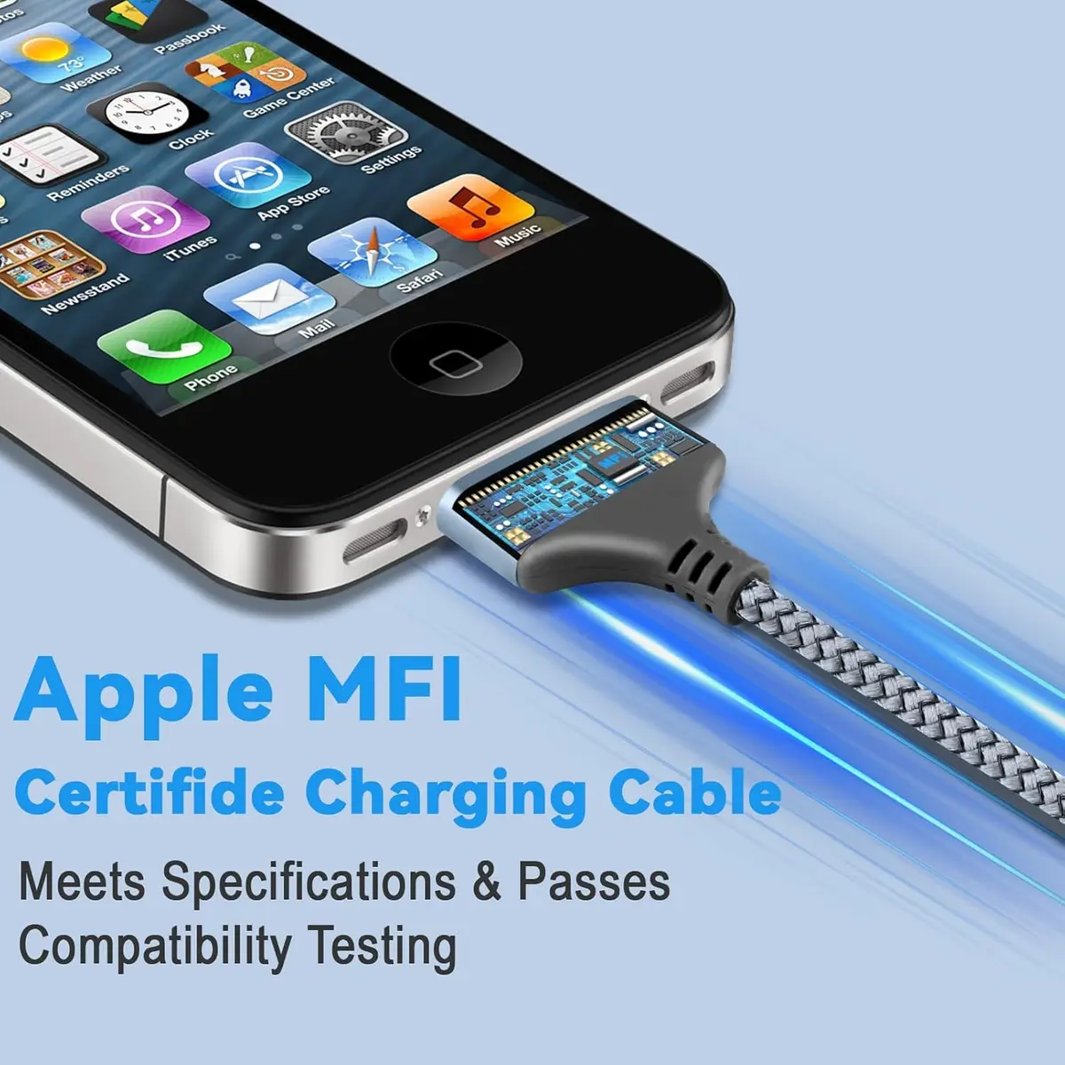 LBSC USB to 30 Pin Charger Cable Compatible with iPhone 4/4s/3G/3GS, iPad 1/2/3, iPod Classic & Nano, Nylon Braided, 3.3ft - view 3