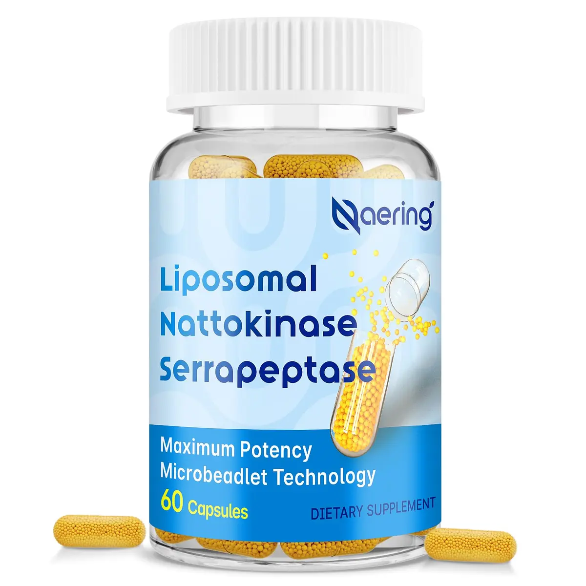 Naering Liposomal Nattokinase 12,000 FU Serrapeptase 360,000 SPU | Advanced Enzyme Supplement for Wellness (70-120 chars) - main product image
