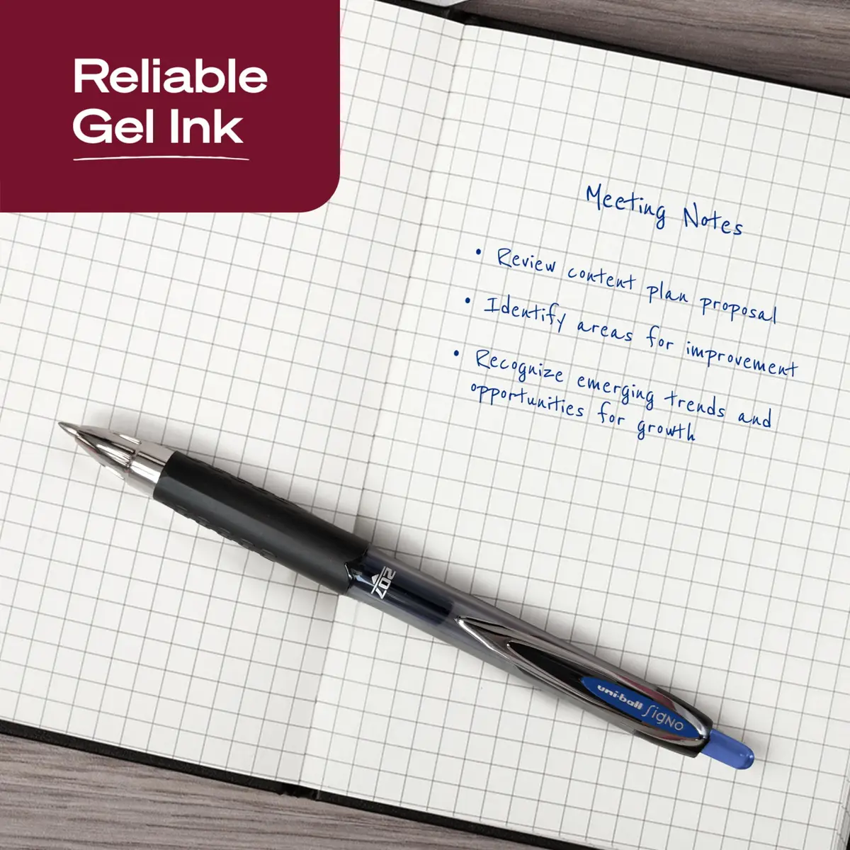 Uni-Ball Signo 207 Retractable Gel Pens, Blue Ink, 0.7mm Medium Point, 5 Count | Smooth Writing, Fraud-Resistant, uni Super Ink™ - view 3