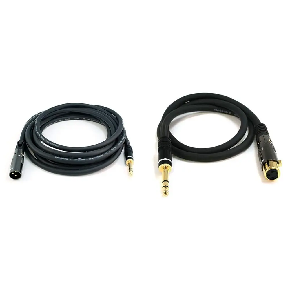 Monoprice Premier Series XLR to 1/4-Inch TRS Audio Cables 4.57 m (15 Ft) | Balanced Pro Audio Signal Transmission - main product image
