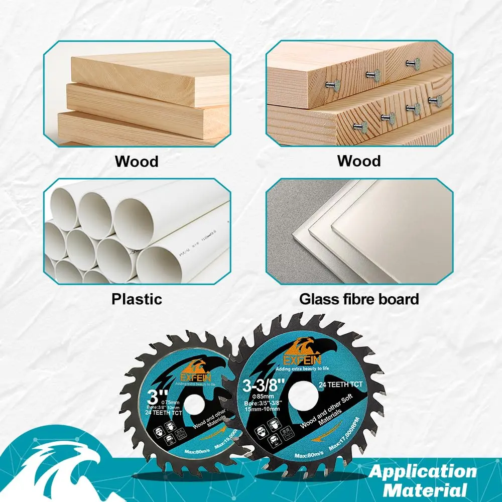 EXFEIN 3 Inch Circular Saw Blade Set 4pcs for Cutting Tile Glass Soft Metal Wood Plastic Diamond Disc | Versatile & Durable - view 5