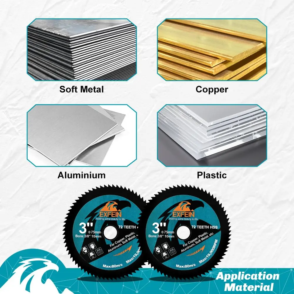 EXFEIN 3 Inch Circular Saw Blade Set 4pcs for Cutting Tile Glass Soft Metal Wood Plastic Diamond Disc | Versatile & Durable - view 6