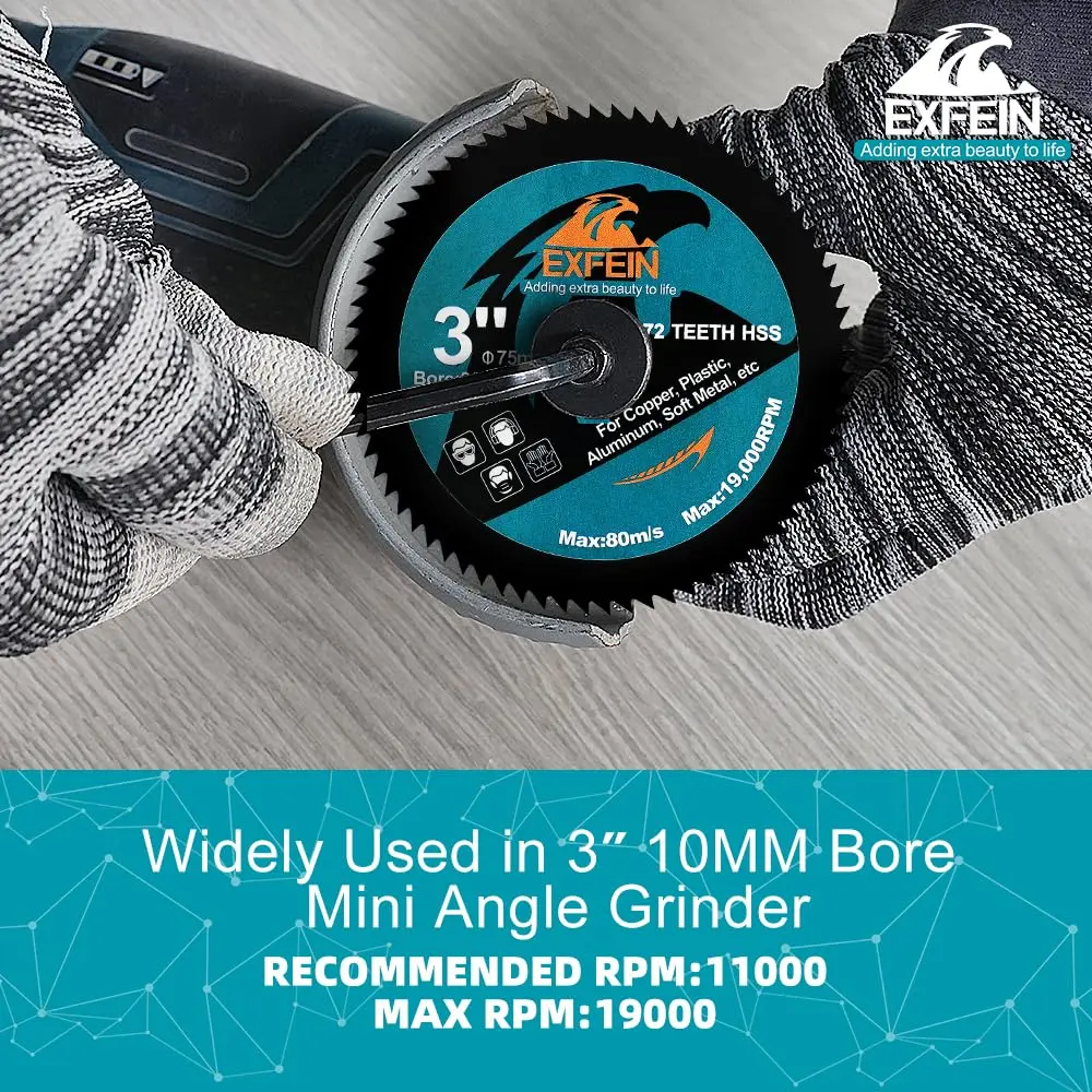 EXFEIN 3 Inch Circular Saw Blade Set 4pcs for Cutting Tile Glass Soft Metal Wood Plastic Diamond Disc | Versatile & Durable - view 9
