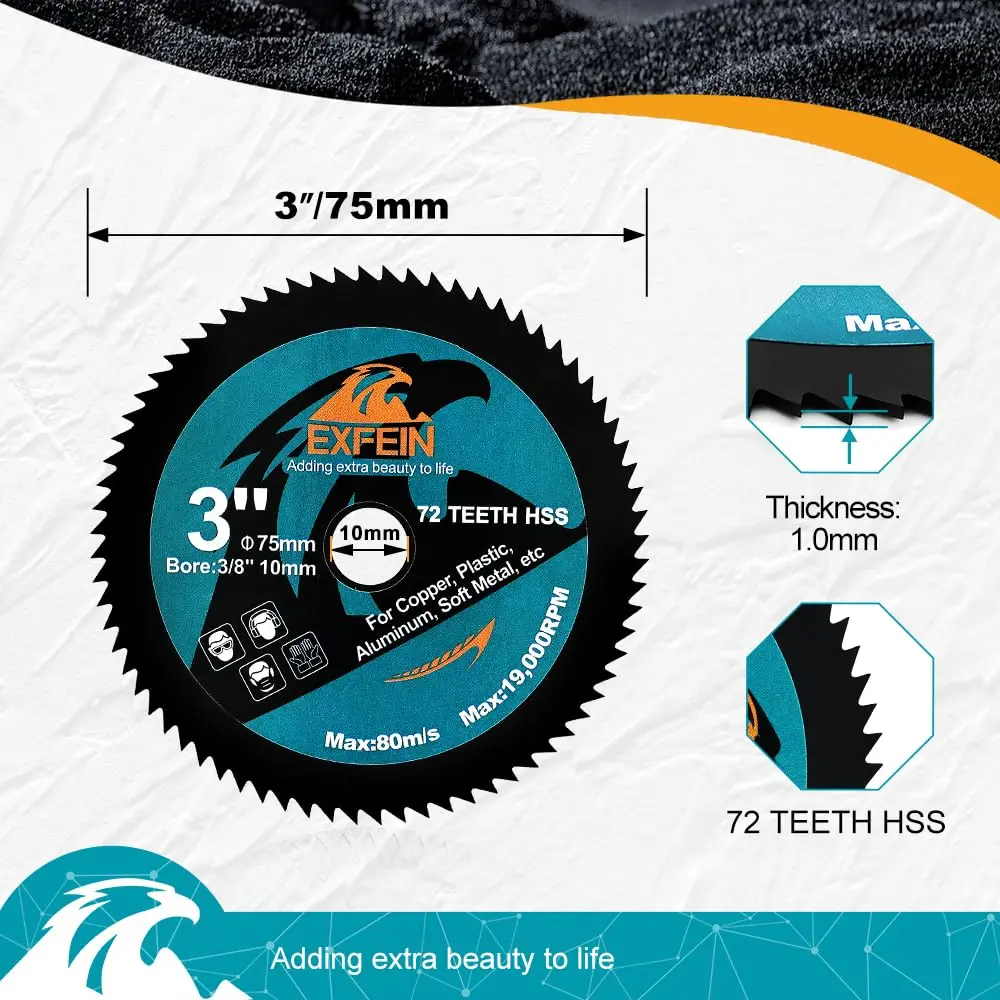 EXFEIN 3 Inch Circular Saw Blade Set 4pcs for Cutting Tile Glass Soft Metal Wood Plastic Diamond Disc | Versatile & Durable - view 3