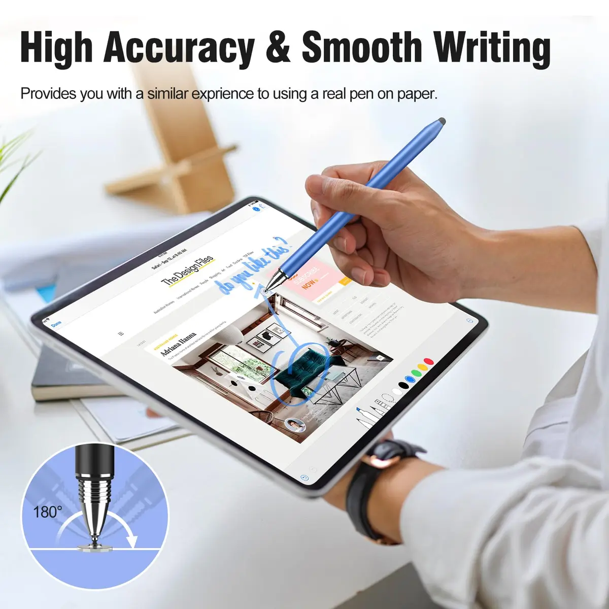 MEKO 3-in-1 Universal Stylus Pen for Touchscreens, 4-Pack (Black/Blue/Rose Gold/Purple) | High Sensitivity & Replaceable Tips - view 4