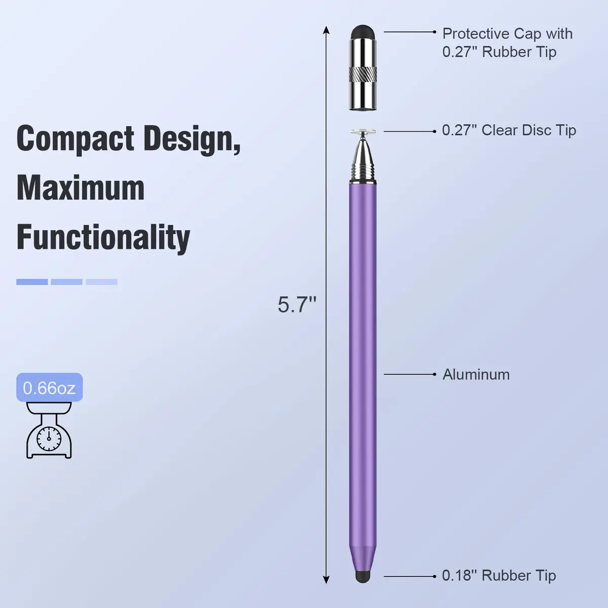 MEKO 3-in-1 Universal Stylus Pen for Touchscreens, 4-Pack (Black/Blue/Rose Gold/Purple) | High Sensitivity & Replaceable Tips - view 5