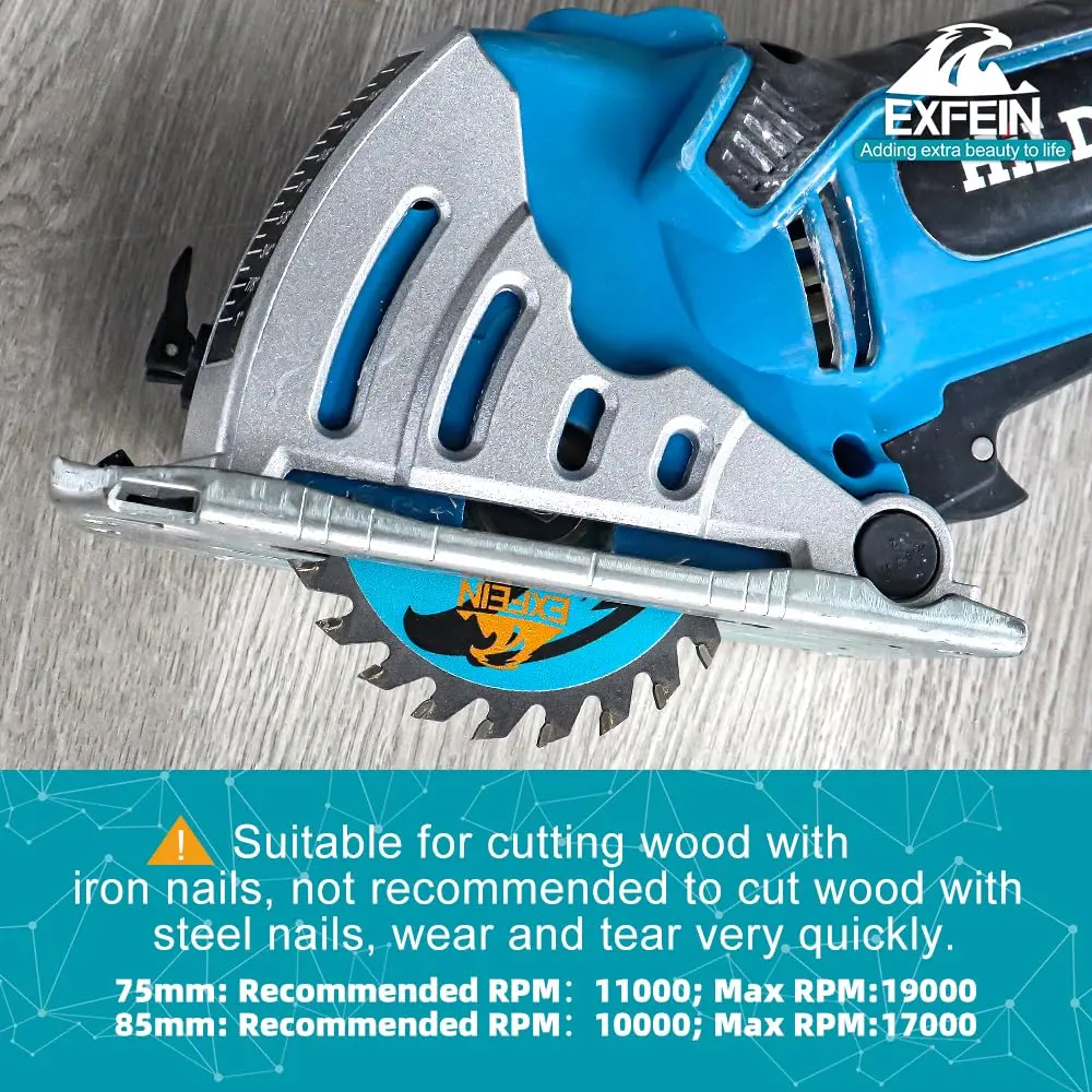 EXFEIN 75mm (3 Inch) 5-Piece Wood Cutting Disc Set with 10mm Arbor | 24T Carbide Tipped Blades for Wood, Plastic, Composites - view 5