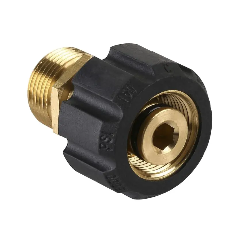 YAFIYGI Pressure Washer Adapter M22 15mm to 14mm | Heavy-Duty Brass, 4500 PSI, Quick Connect - view 2