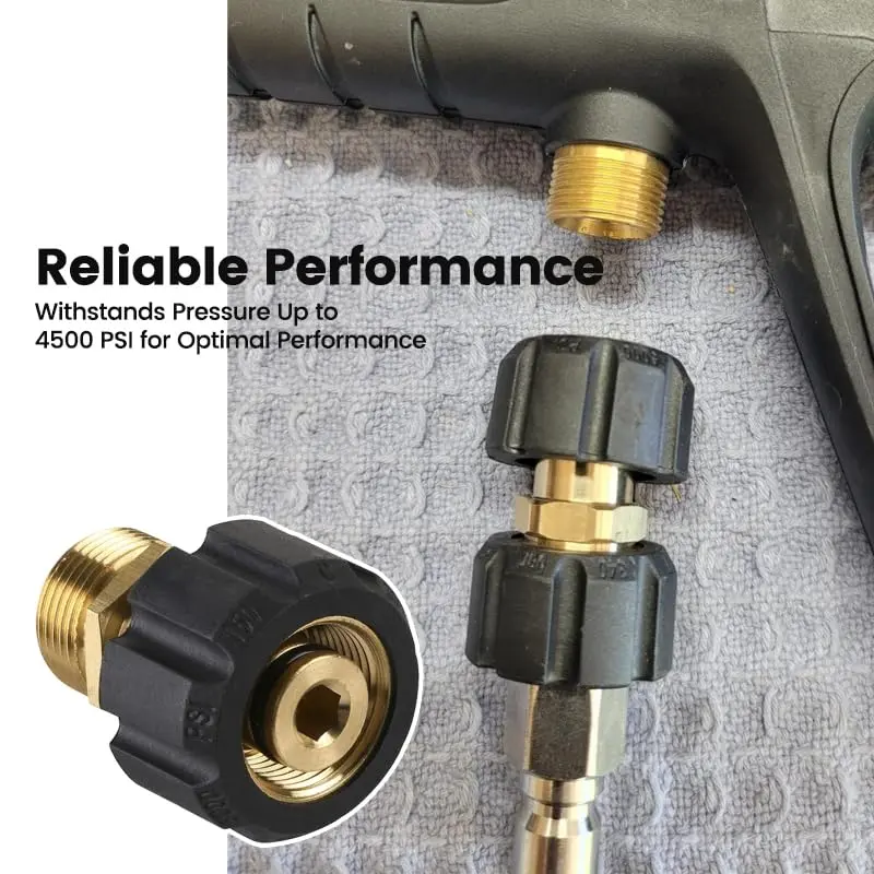 YAFIYGI Pressure Washer Adapter M22 15mm to 14mm | Heavy-Duty Brass, 4500 PSI, Quick Connect - view 14