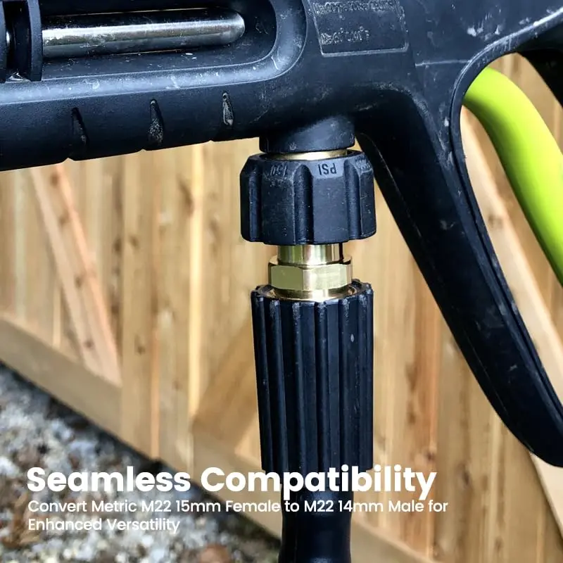 YAFIYGI Pressure Washer Adapter M22 15mm to 14mm | Heavy-Duty Brass, 4500 PSI, Quick Connect - view 8