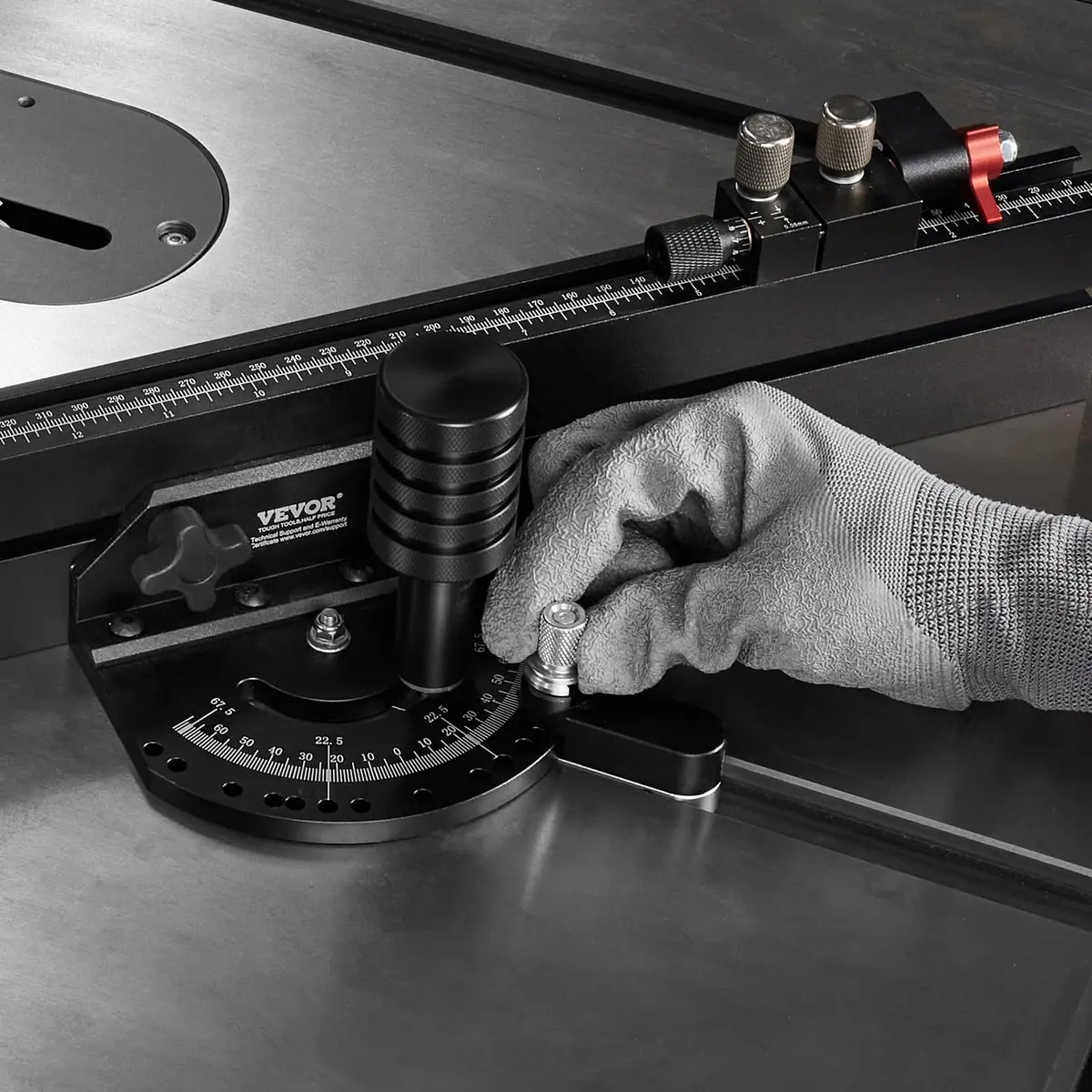 VEVOR Precision Miter Gauge with 24 in Grating & 15 Angle Stops | Standard Slot 3/4'' x 3/8'' Aluminum Alloy for Table Saws - view 8
