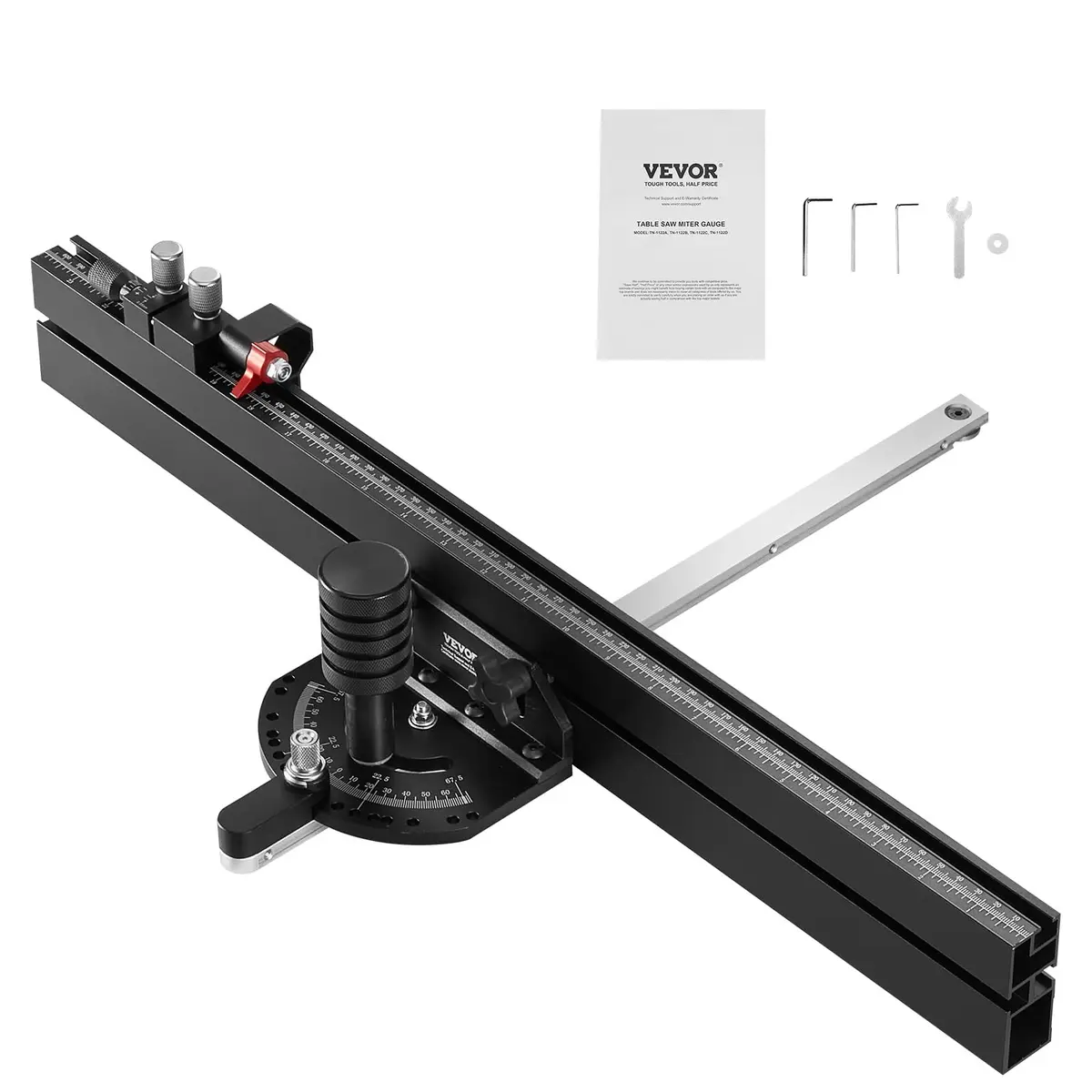 VEVOR Precision Miter Gauge with 24 in Grating & 15 Angle Stops | Standard Slot 3/4'' x 3/8'' Aluminum Alloy for Table Saws - view 9