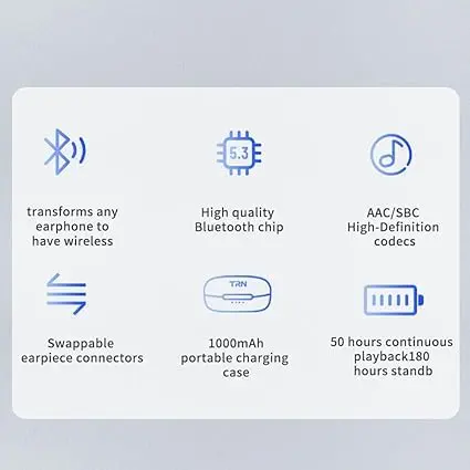 Fanmusic TRN BT20 Pro Wireless Earphones | Bluetooth 5.3, Swappable Connectors, 50H Playback - view 9