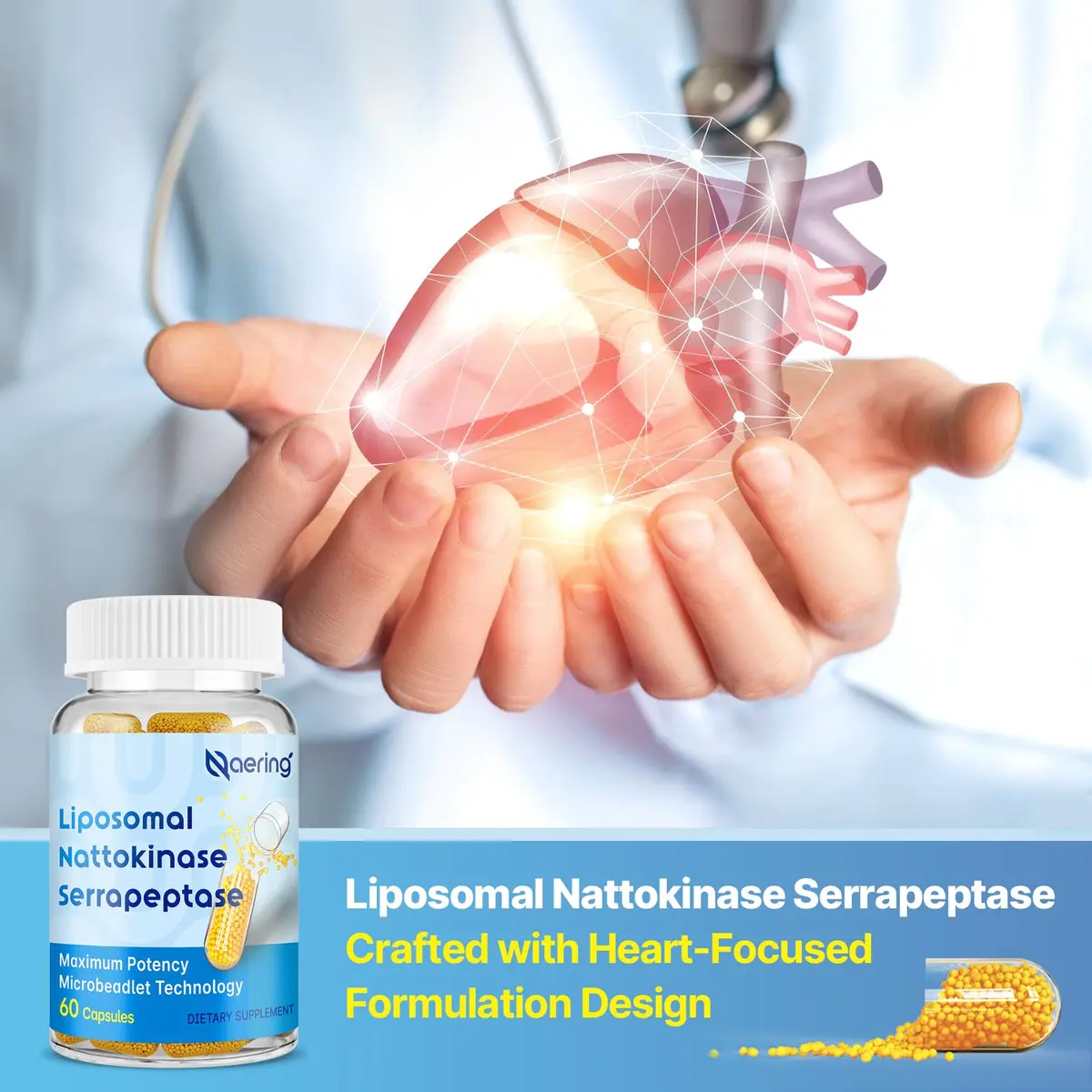 Naering Liposomal Nattokinase 12,000 FU Serrapeptase 360,000 SPU | Vegan, Gluten-Free, 60 Count - view 7