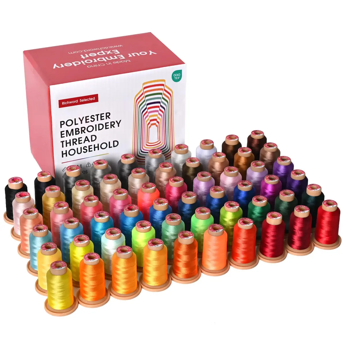 Poolin Embroidery Thread Kit 60 Colors | 800M Polyester for Machine & Hand Sewing - main product image