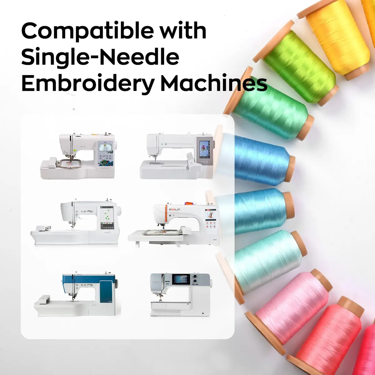 Poolin Embroidery Thread Kit 60 Colors | 800M Polyester for Machine & Hand Sewing - view 3