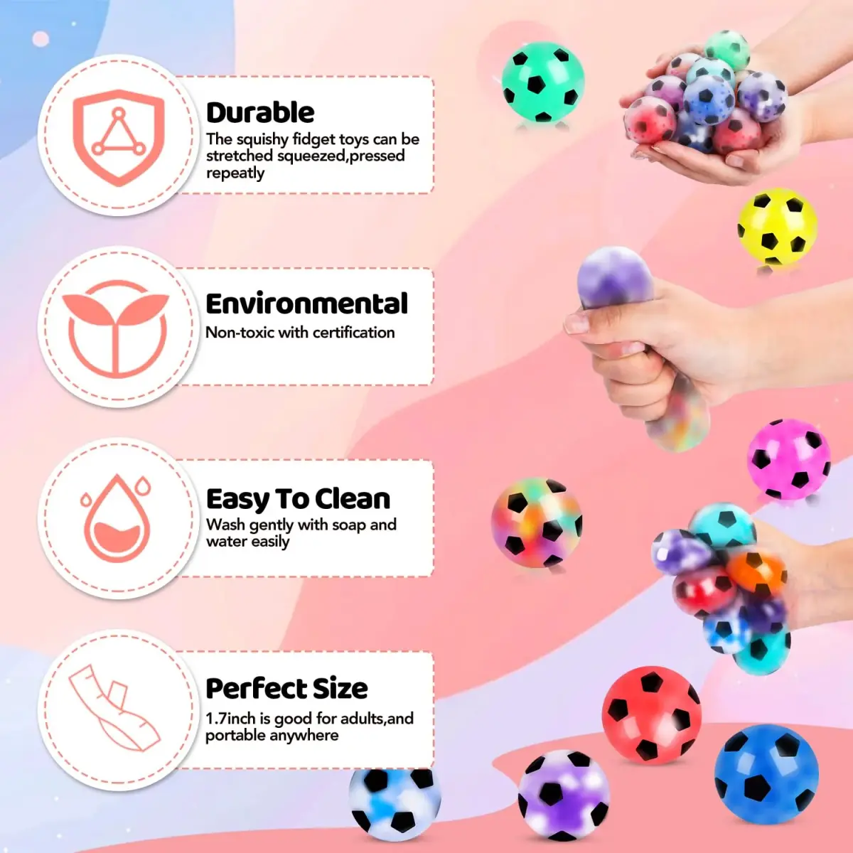 VESPRO 24 Pack Soccer Stress Balls 24 Count | Non-Toxic, BPA-Free, ASTM-Tested - view 6