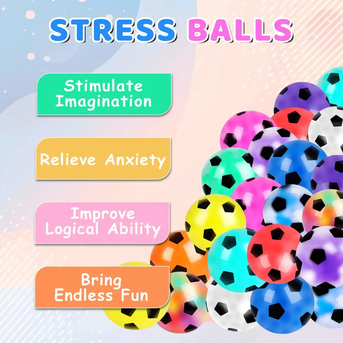 VESPRO 24 Pack Soccer Stress Balls 24 Count | Non-Toxic, BPA-Free, ASTM-Tested - view 2