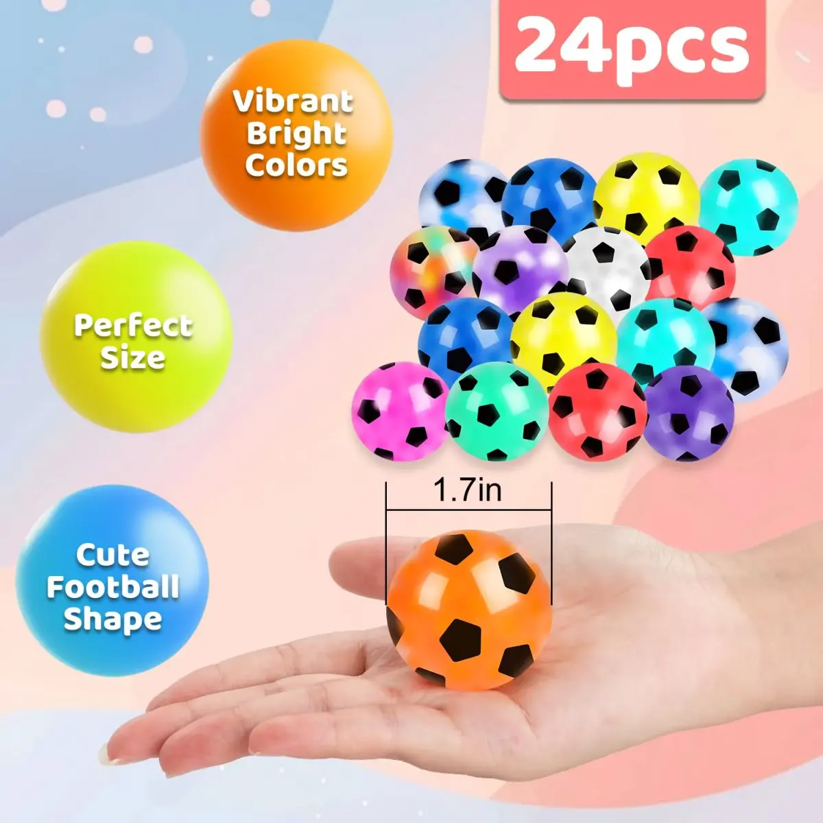 VESPRO 24 Pack Soccer Stress Balls 24 Count | Non-Toxic, BPA-Free, ASTM-Tested - view 3