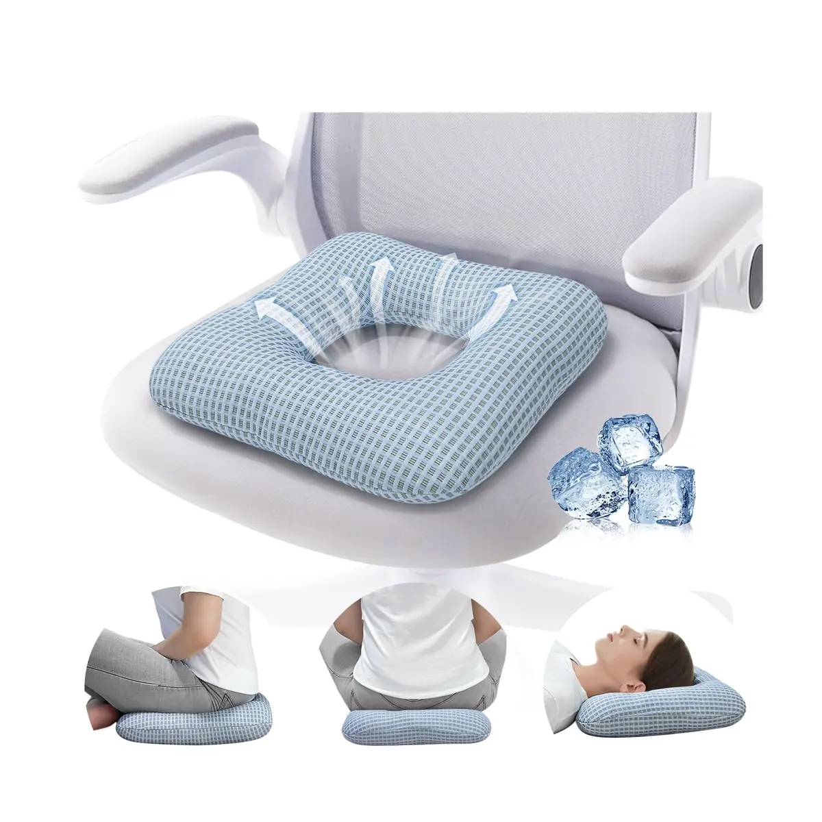 AOSSA Donut Pillow for Bed Sores & Pressure Relief 37cm x 37cm x 7.6cm | Supports Coccyx & Post-Surgery Recovery - main product image