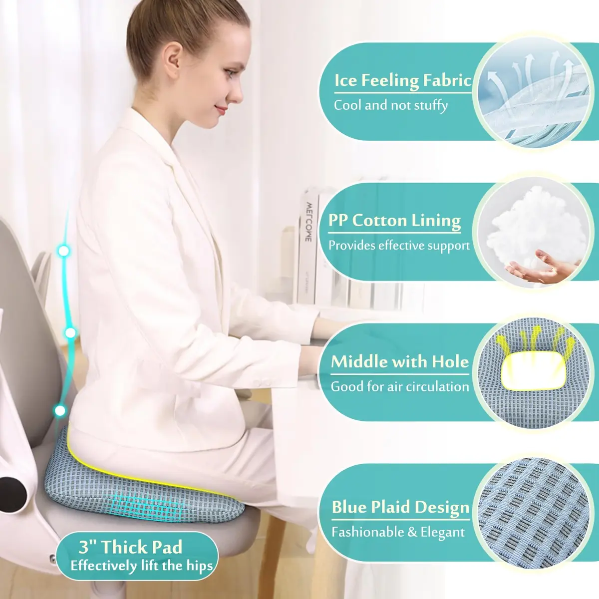 AOSSA Donut Pillow for Bed Sores & Pressure Relief 37cm x 37cm x 7.6cm | Supports Coccyx & Post-Surgery Recovery - view 6