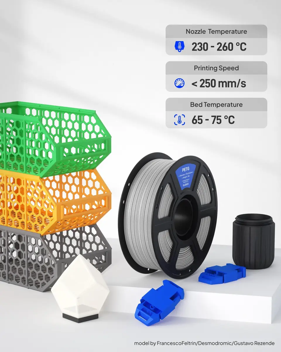 ELEGOO PETG 3D Printer Filament 1.75mm Black 1KG (1000 g) | Tough, Durable, Smooth Printing - view 5
