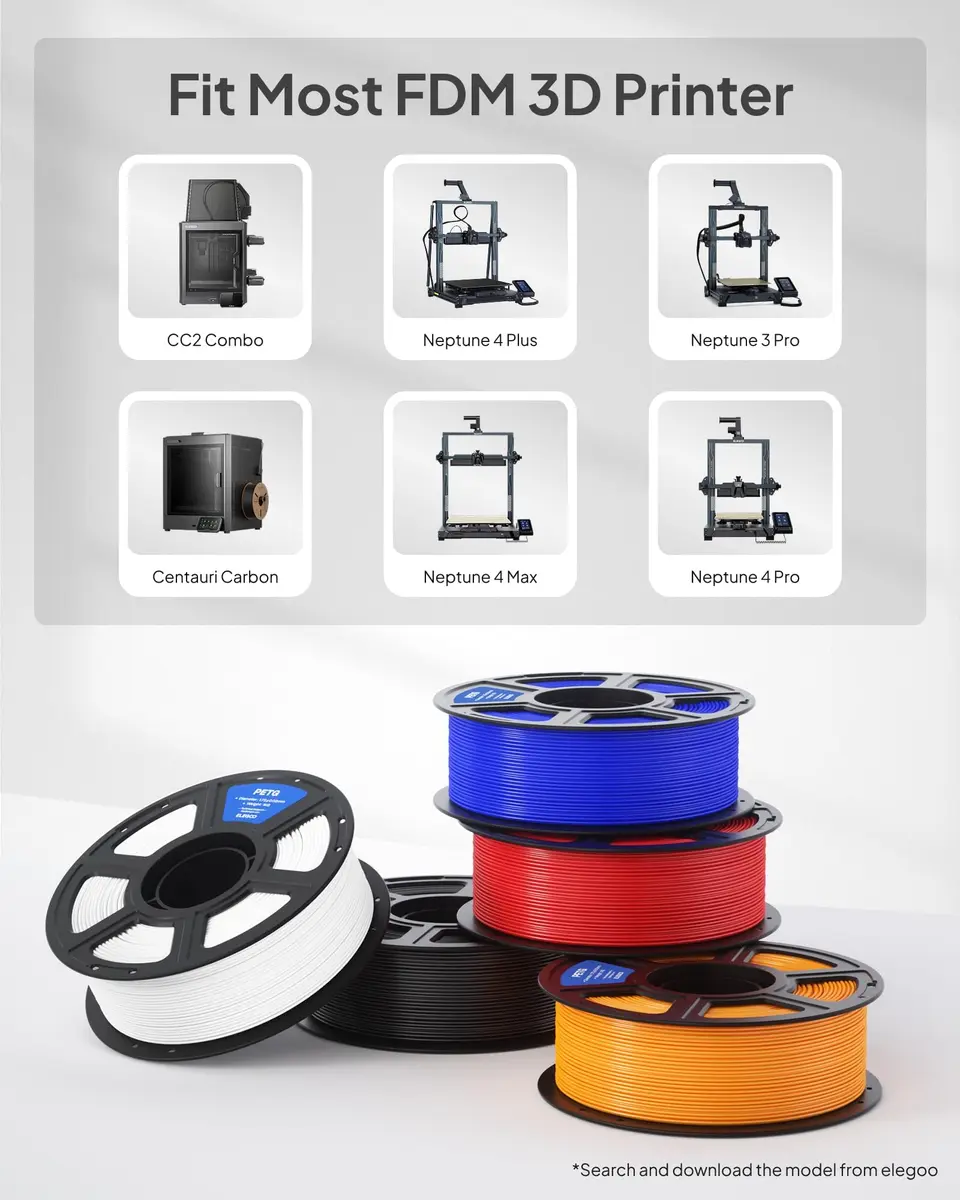 ELEGOO PETG 3D Printer Filament 1.75mm Black 1KG (1000 g) | Tough, Durable, Smooth Printing - view 7