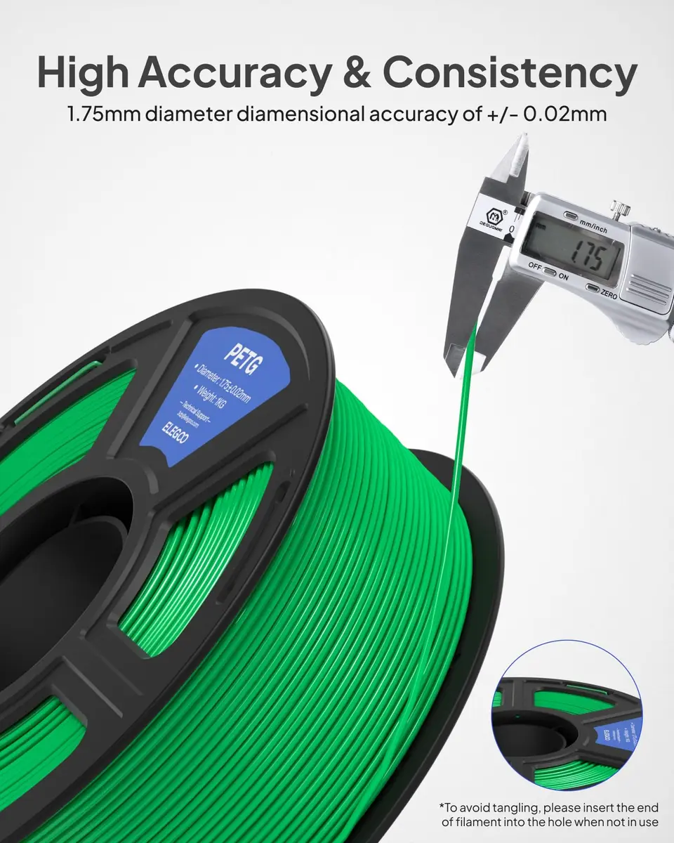 ELEGOO PETG 3D Printer Filament 1.75mm Black 1KG (1000 g) | Tough, Durable, Smooth Printing - view 4