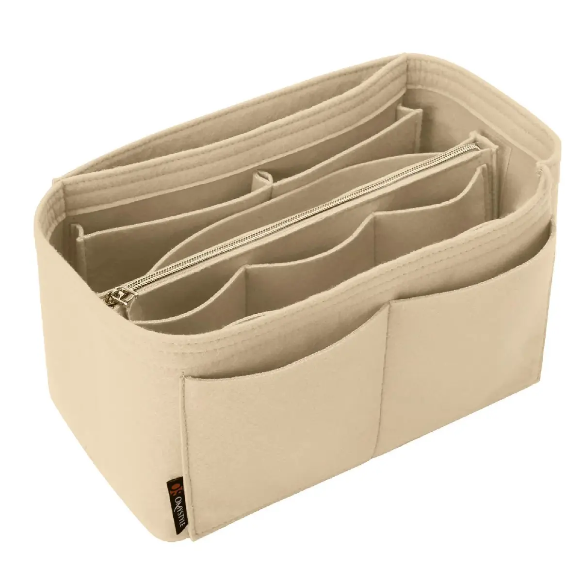 OMYSTYLE Beige Slender Large Felt Tote Bag Organizer Insert with 13 Pockets - main product image