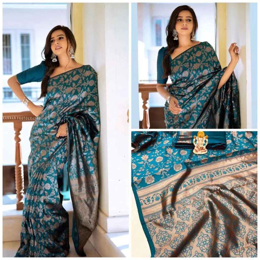 Avantika Fashion Women's Kanjivaram Semi Silk Banarasi Saree | Jacquard Zari Work, 5.3m - view 10