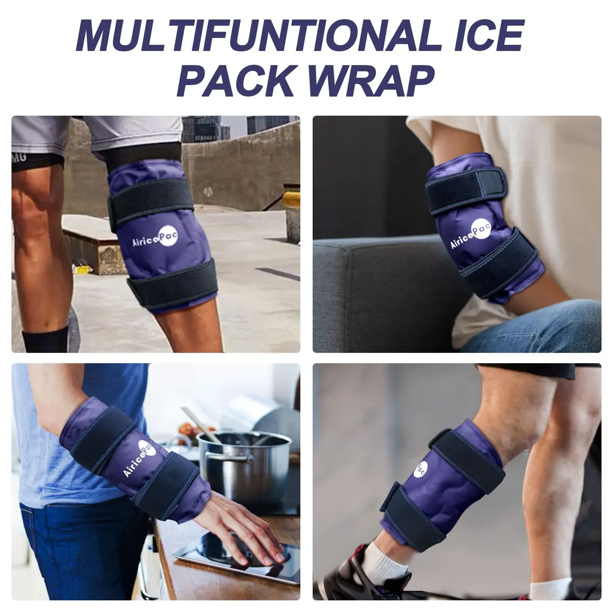 AiricePac XXL Knee Ice Pack Wrap 2 Pack Blue | Cold Therapy for Surgery & Sports Injuries - view 5