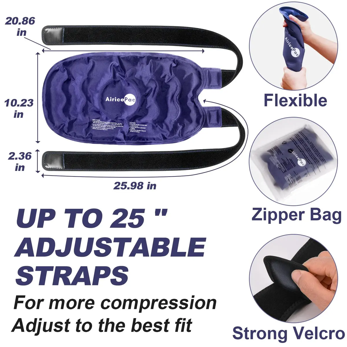 AiricePac XXL Knee Ice Pack Wrap 2 Pack Blue | Cold Therapy for Surgery & Sports Injuries - view 2