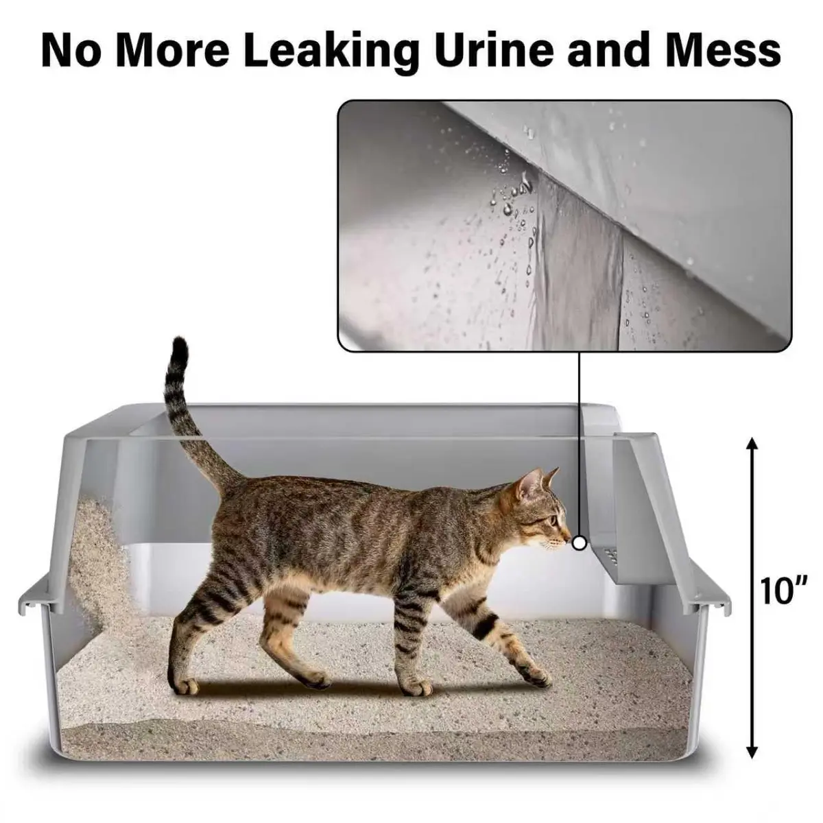Holintan Stainless Steel Litter Box with Lid XL | Large Metal Cat Litter Box, Odor-Resistant, Non-Stick, Heavy Duty - view 4