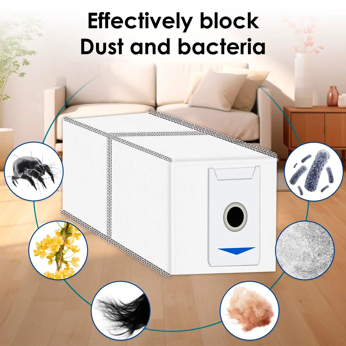 CHAIN PEAK 15 Pack M12 Pro+ Replacement Dust Bags for Yeedi M12 Pro+, ECOVACS DEEBOT T30 Omni/T30 Pro Omni Robot Vacuum, Activated Carbon Filter, 0.52 kg (1.15 lb) - view 2