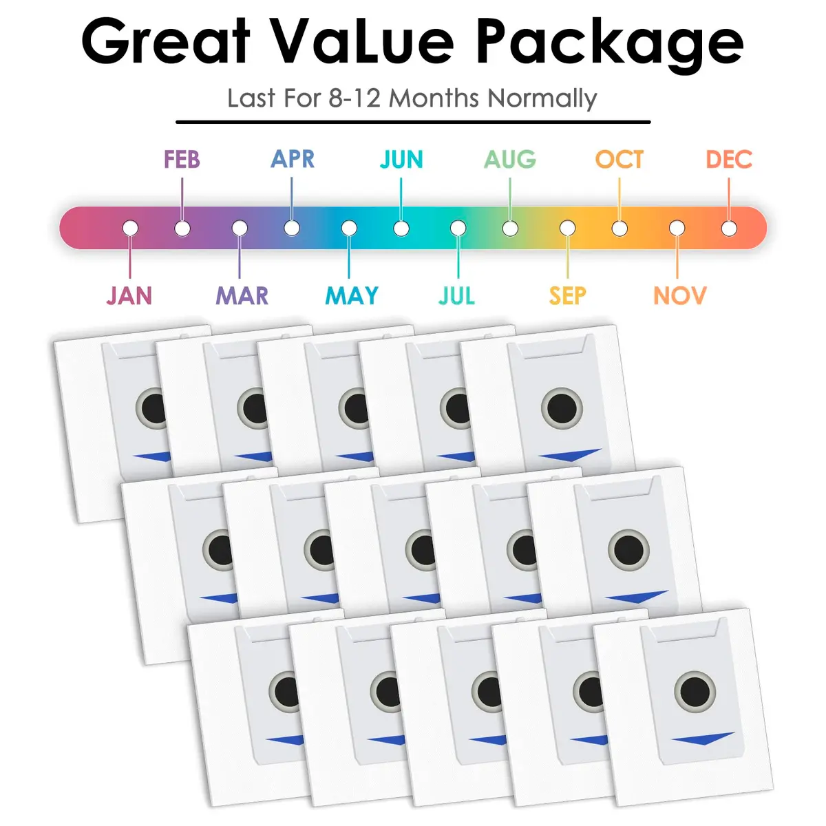 CHAIN PEAK 15 Pack M12 Pro+ Replacement Dust Bags for Yeedi M12 Pro+, ECOVACS DEEBOT T30 Omni/T30 Pro Omni Robot Vacuum, Activated Carbon Filter, 0.52 kg (1.15 lb) - view 4