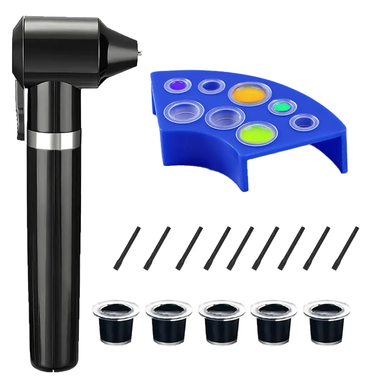 TONBAO Tattoo Ink Mixer Machine Professional Kit with 150 Ink Cups & Holder, 50 Mixing Sticks (Black Mixer, 4.6 x 12.9 cm) - main product image